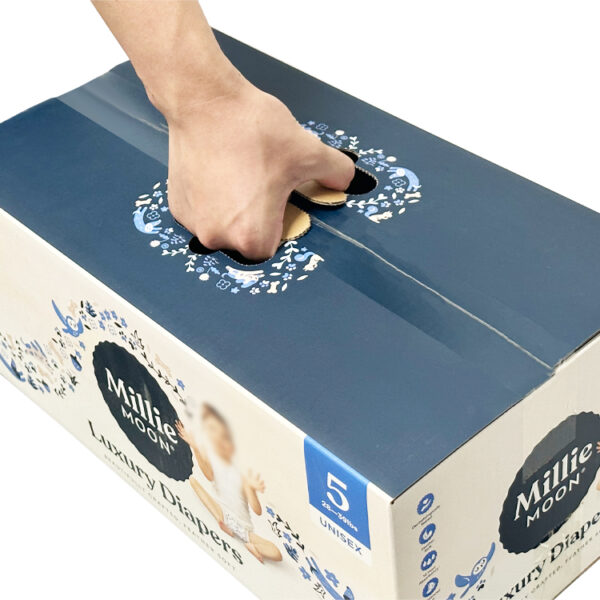 Portable packaging cardboard box