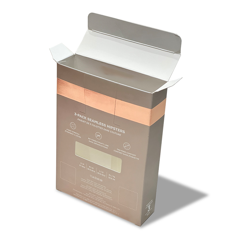 Small colored packaging box with PVC window