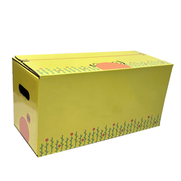 Packaging cardboard box with handle hole