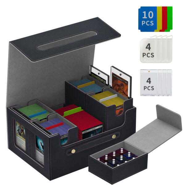 Grey diamond patterned card storage box