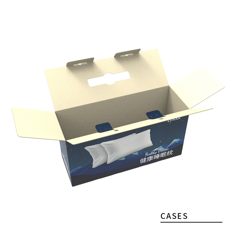 Pillow packaging corrugated cardboard box