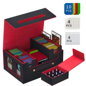 Red diamond patterned card storage box