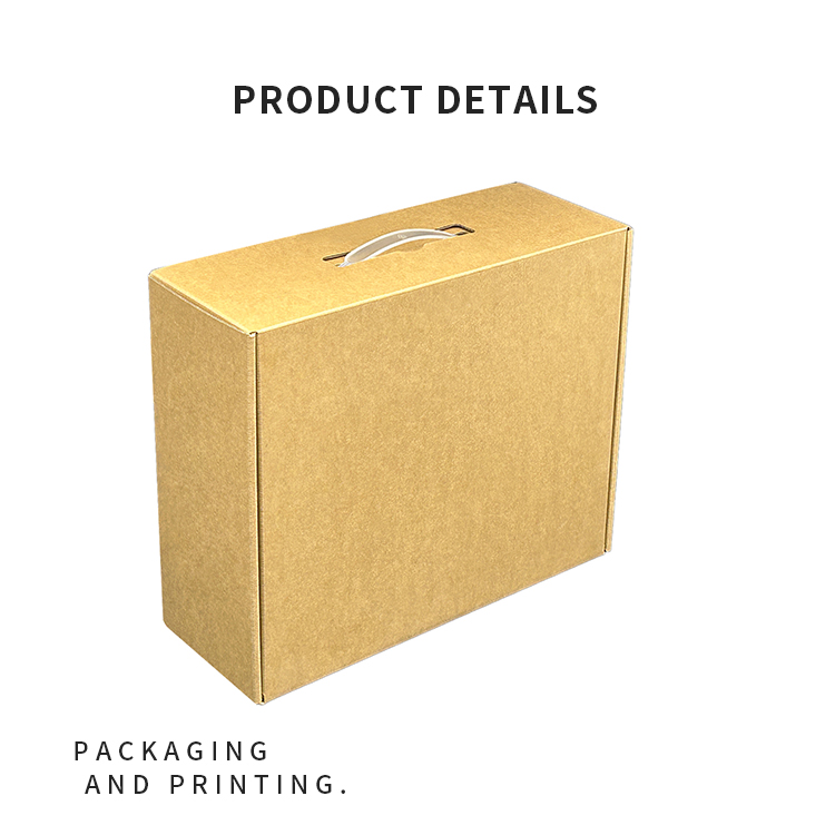 Corrugated cardboard box with plastic handle