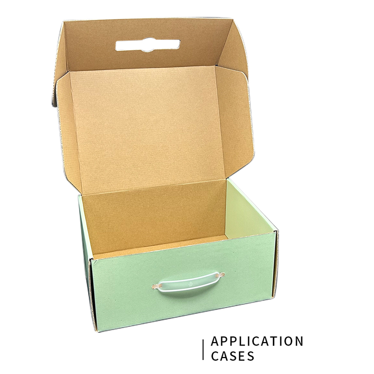 Massage apparatus packaging box with plastic handle