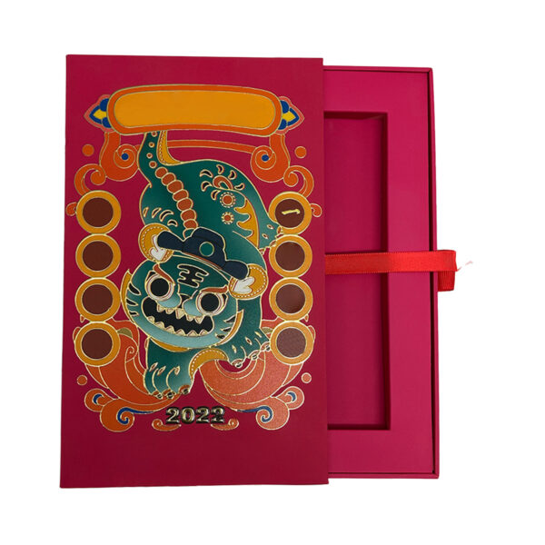 Red gift box with drawstring